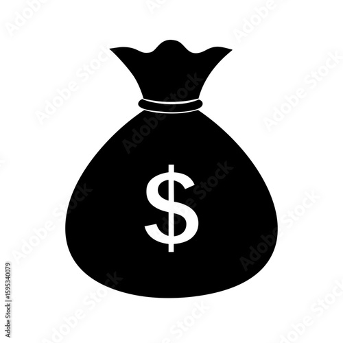 Money Bag Silhouette Vector Icon