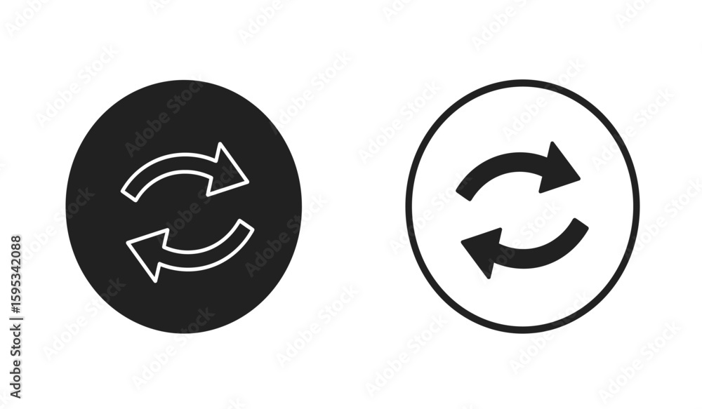 Obraz premium Circular Arrows Icon Set Black and White Refresh Symbols