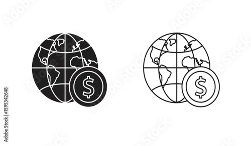Global Finance Icons Solid and Outline Styles