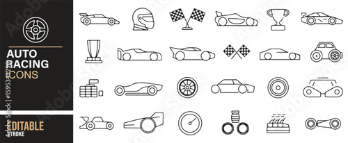Motorsport and Racing Car Icons for Use in Automotive Design and Projects