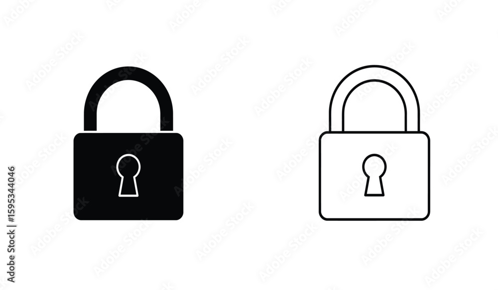 Padlock Icons Black and Outline Security Symbols Padlock Icons Black and Outline Security Symbols
