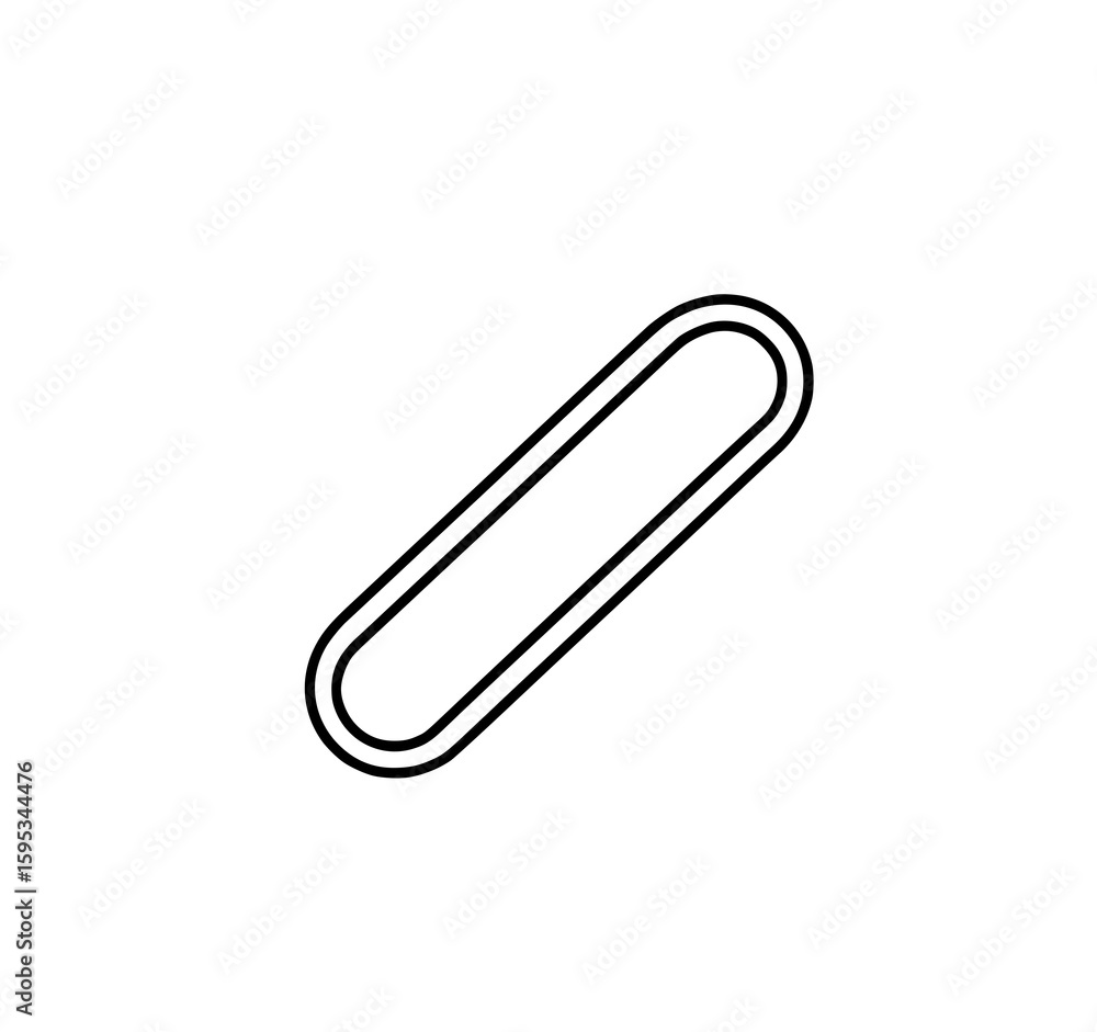 Abstract Double Line Shape: A minimalist line art illustration featuring a simple, elongated double-lined shape, angled diagonally on a white background. Abstract Double Line Shape: A minimalist line art illustration featuring a simple, elongated double-lined shape, angled diagonally on a white background.