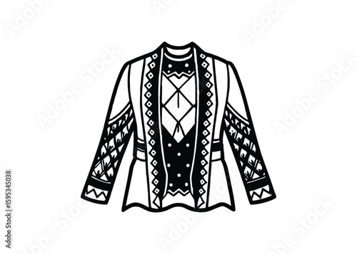 Silhouette of bandh ani suit isolated on a white background