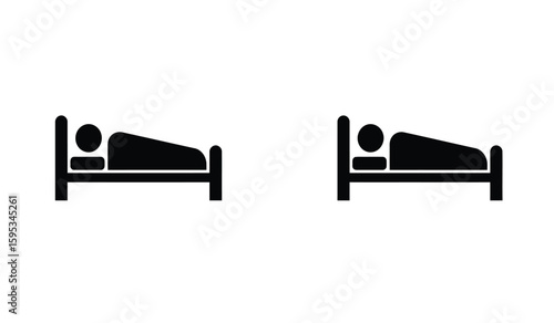 Simple Black Bed Icons Empty and Occupied