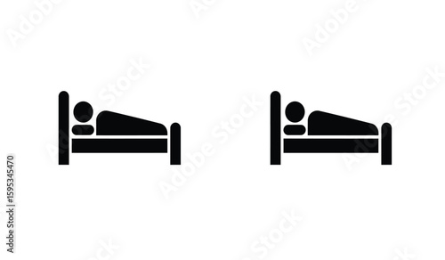 Simple Black Bed Icons Empty and Occupied