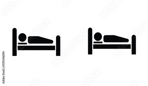 Simple Black Bed Icons Empty and Occupied