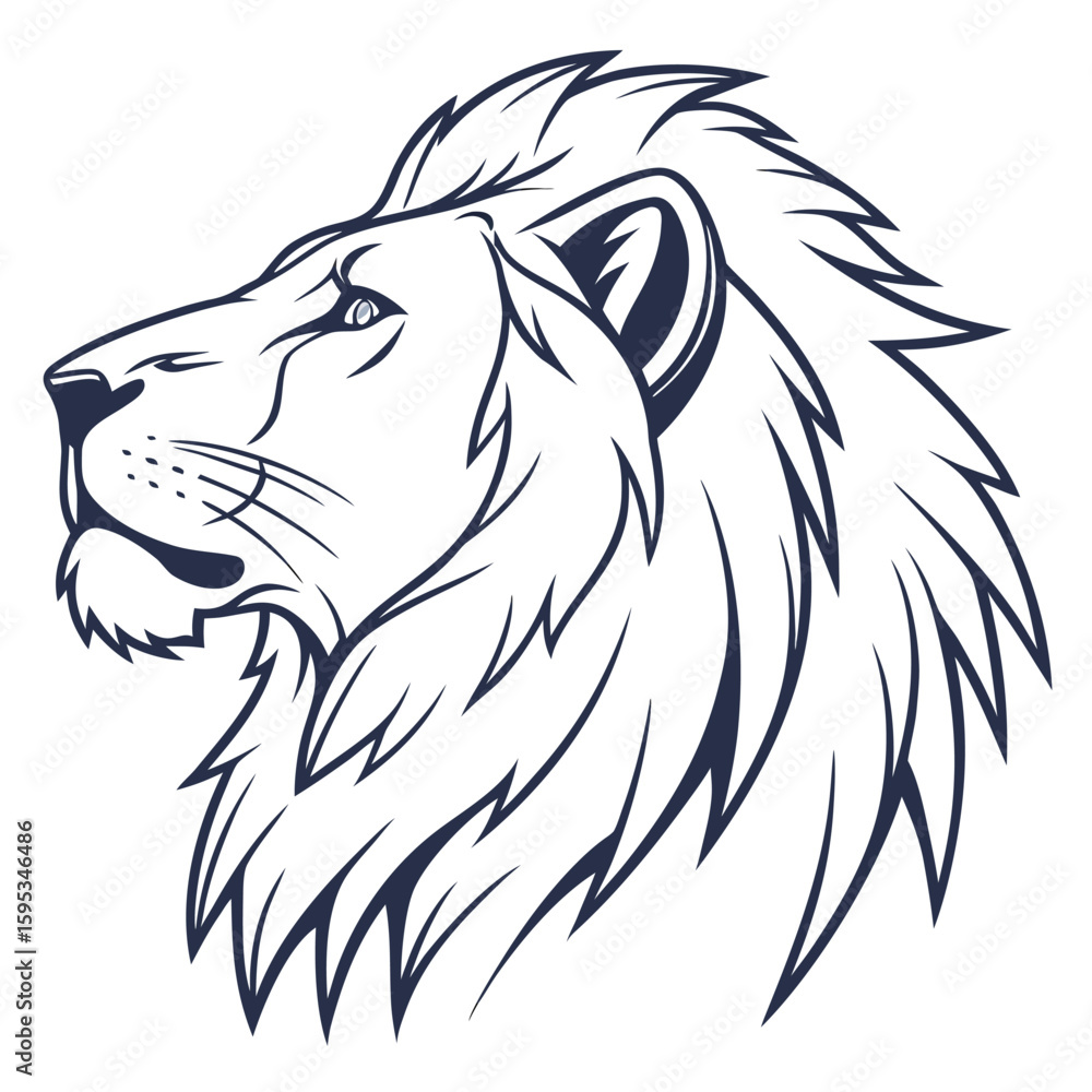 Fototapeta premium lione face icon white background 