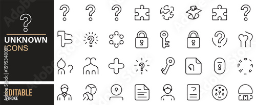 Collection of Mystery, Puzzle, and Security Icons for Creative Designs