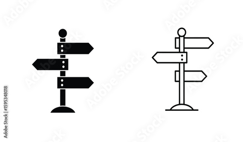 Simple Black and White Road Sign Icons