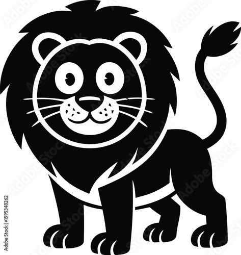 Lion Cartoon Illustration A charming cartoon lion illustration, depicting a friendly and approachable big cat, showcasing its iconic mane and engaging the viewer with its whimsical design