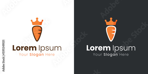 Creative King Carrot Organic Healthy Food Brand Identity Logo Design