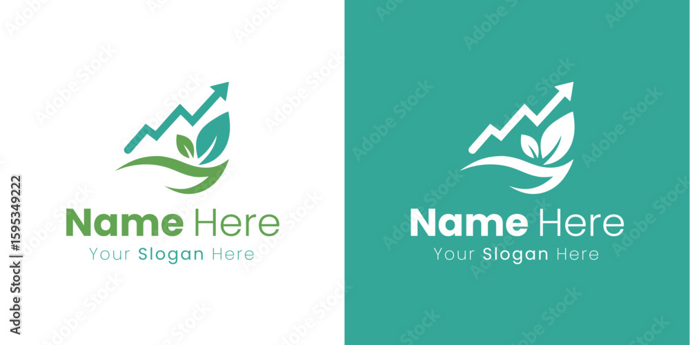 Fototapeta premium Modern Abstract Growth Arrow and Leaf Symbol for Business Identity Logo Design