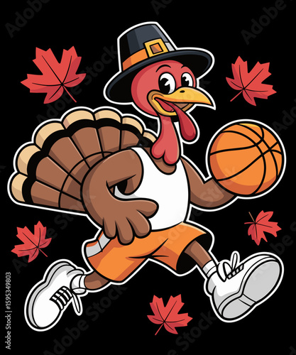 Turkey Playing Basketball Thanksgiving Basketball