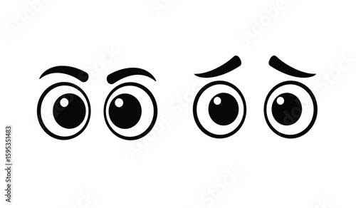 Cartoon Eyes with Different Expressions in Black and White Vector