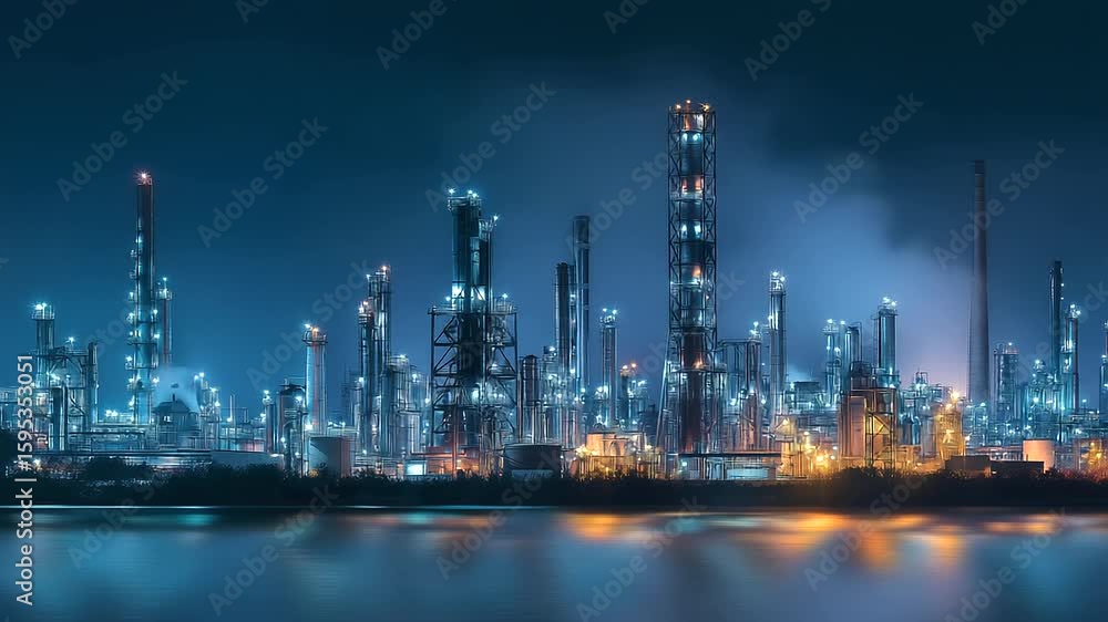 Industrial refinery at night with thousands of lights Industrial refinery at night with thousands of lights