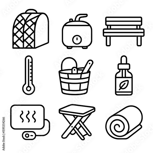 Sauna mini vector no steam generator characters emojis equally icon uniform