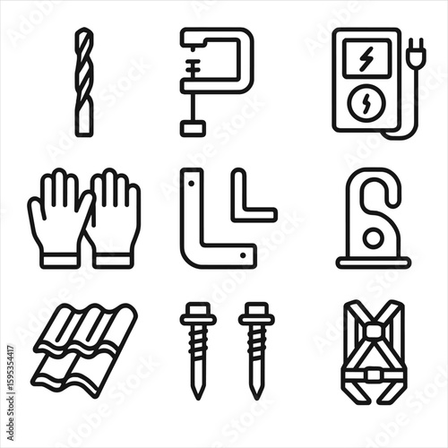 Cyrillic solar chinese icon gloves vector voltage no meter tools modern icons