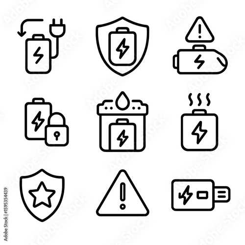 No uniform battery alert vector casing bike safety chinese icon protection overheating