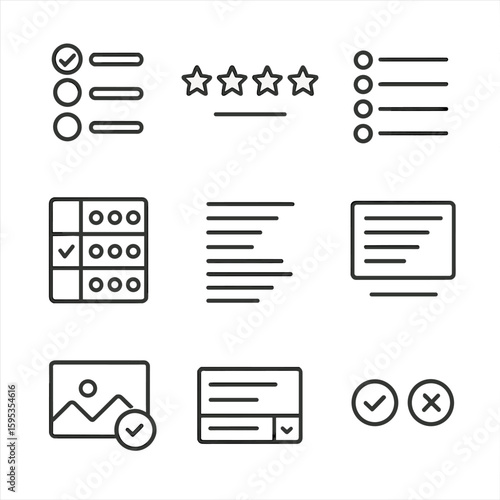 Detailed survey punctuation list no icons vector letters set icon isolated