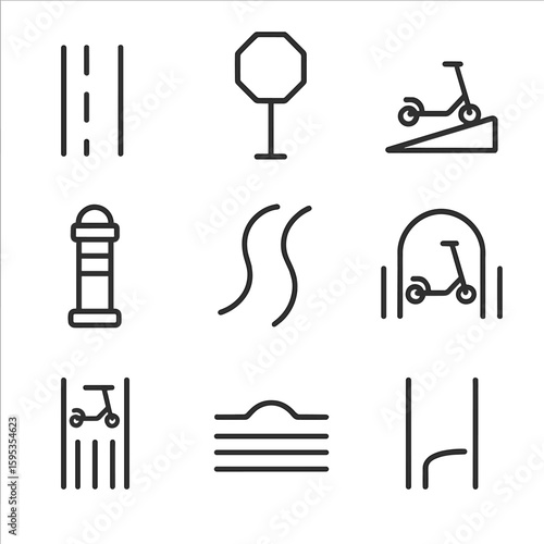 Uniform typography punctuation vector bump icon scooter path chinese no transparent set