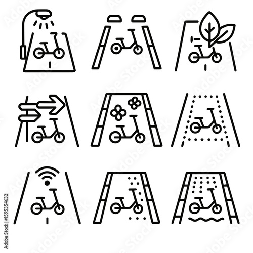 Icons signs set numbers vector per icon tactile typography speech scooter lane