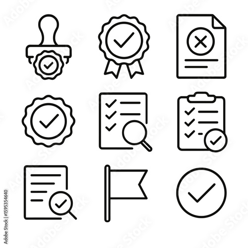 Quality no icons icon marks vector survey inspection complete seal stamp cyrillic