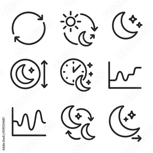 Sleep icons emojis bubbles vector captions phase cycle duration no icon