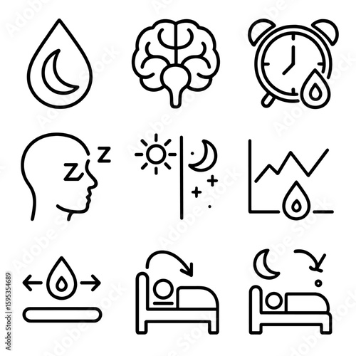 No per any set icon hormone icons emojis gland sleep vector characters