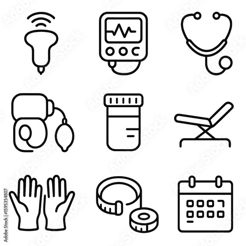 No appointment prenatal doppler probe marks numbers tools emojis vector icons icon