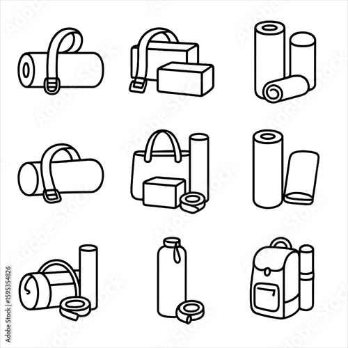 Icon any labels icons yoga modern vector prop numbers set bubbles no