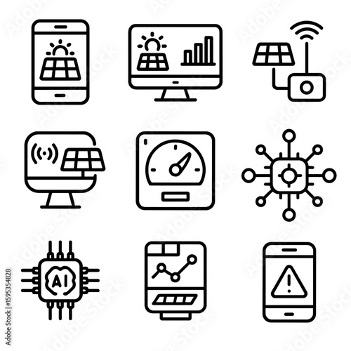 Energy smart icons icon chinese no module solar vector logger
