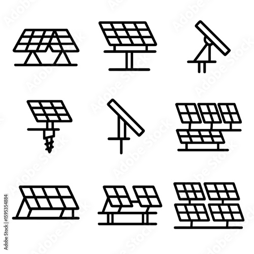 Grid field icon vector fixed bubbles spaced bracket mounting no array solar