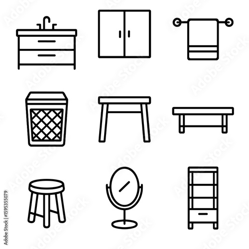 Bathroom icon rack any vector uniform no set characters icons storage hamper