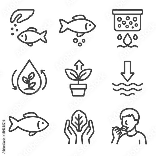 Vector marks aquaponics icon icons plant cycle bubbles any modern return captions