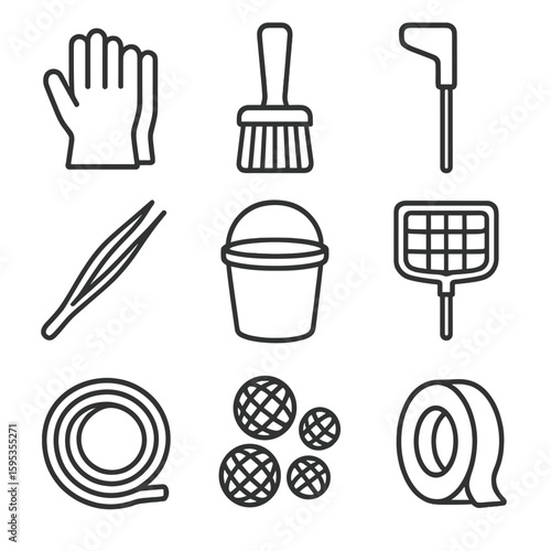 Icons gloves text vector transparent any aquaponics punctuation chinese maintenance modern icon