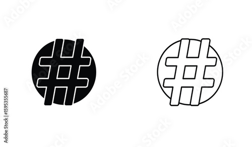 Hashtag Symbol in Black and White Circle Social Media Icon