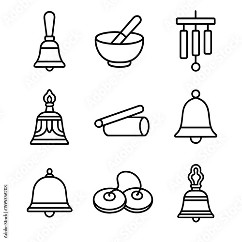 Icons meditation no dome temple icon punctuation striker vector equally bell cyrillic