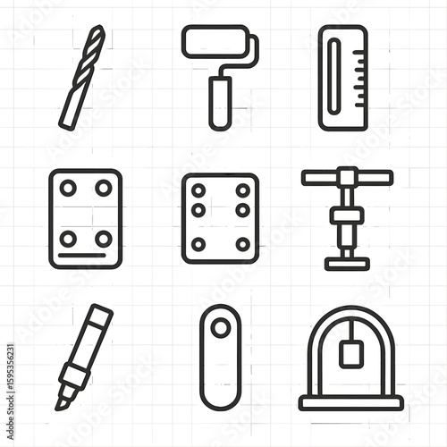 Isolated no transparent pad icon tool skateboard riser gauge modern vector labels