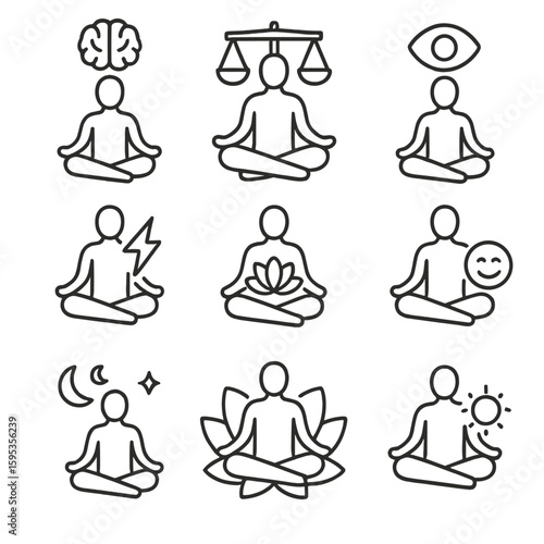 Characters balanced emotional marks speech meditation text icon vector icons typography labels
