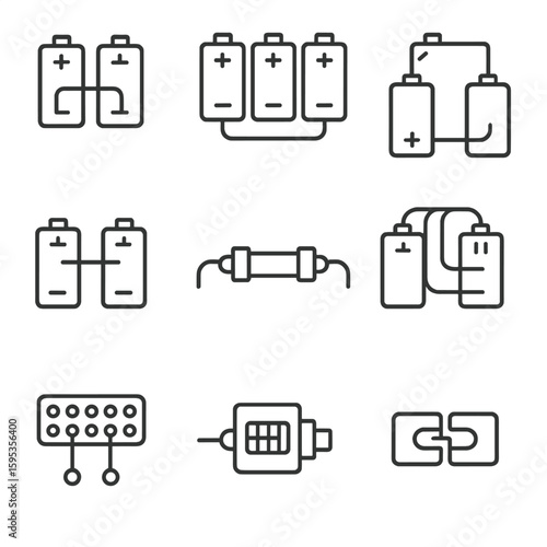 Fuse battery link icons connection vector terminal cable block hybrid modular icon