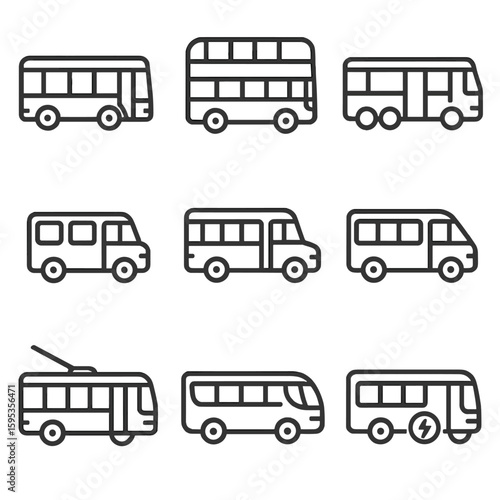 Coach trolleybus icon school bus grid minibus shuttle vector city electric
