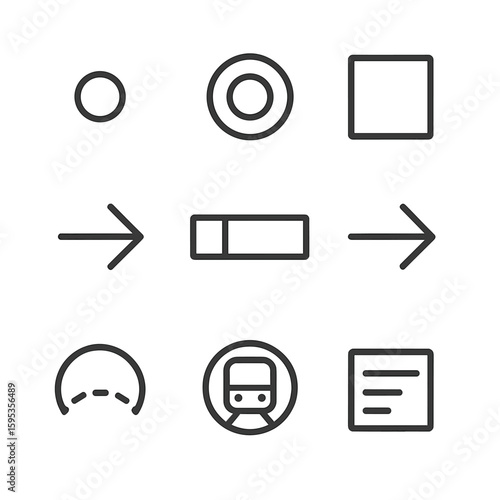 Transport swatch terminus legend grid boundary arrow interchange icon zone dot icons