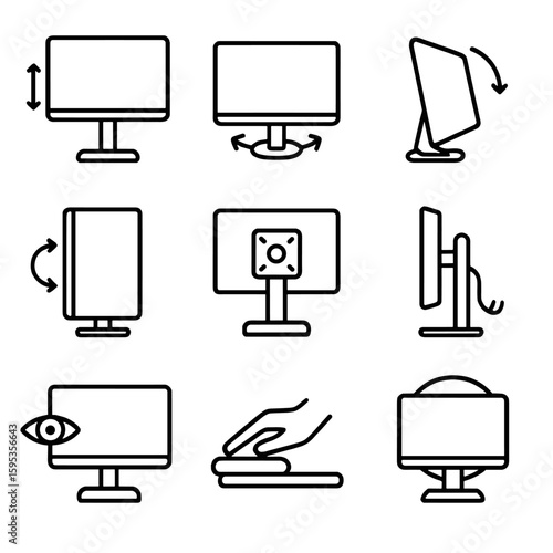 Vector management support vesa lighting monitor movement height icons base icon swivel