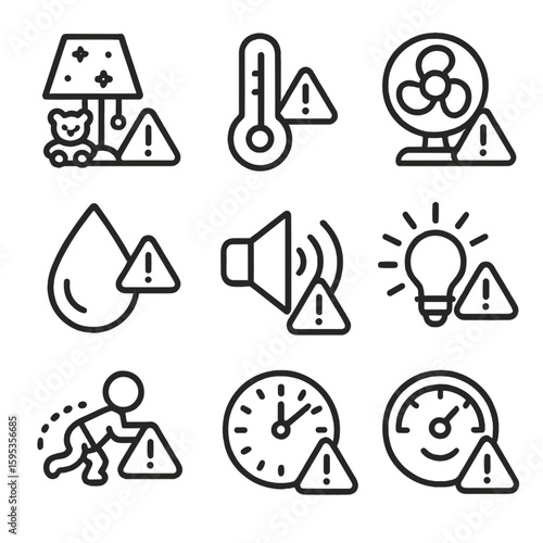 Schedule time threshold room pattern alert nightlight icon meter baby gauge vector