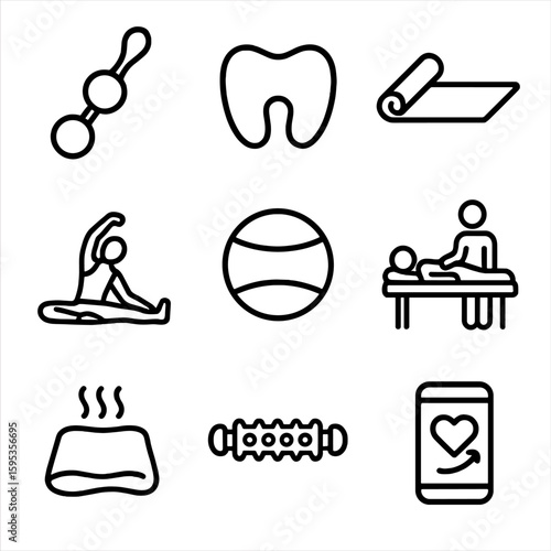 App vector massage kegel floor pelvic cushion ball icons icon mat physiotherapy