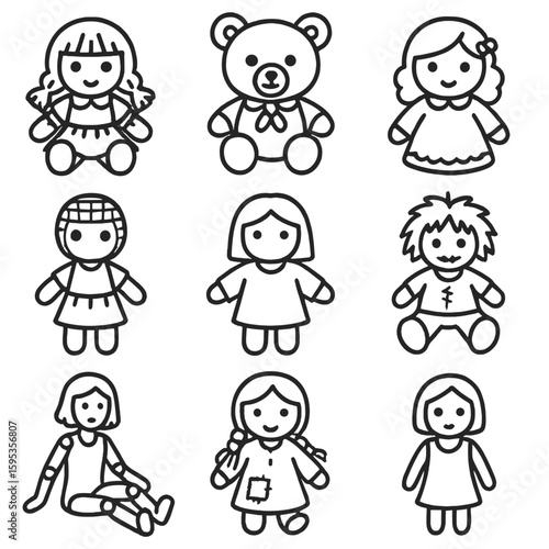 Fabric waldorf icon style patchwork cloth doll vintage icons ragbone rag vector