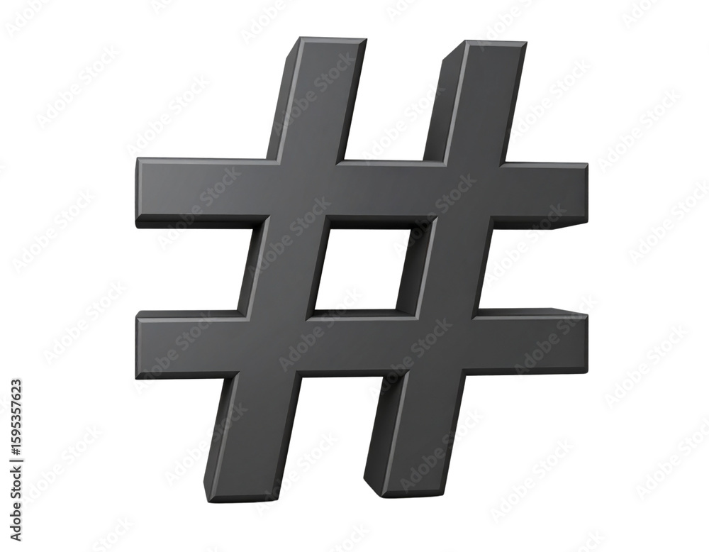 Obraz premium Bold Hashtag Symbol (#) in Clean Style, White Background