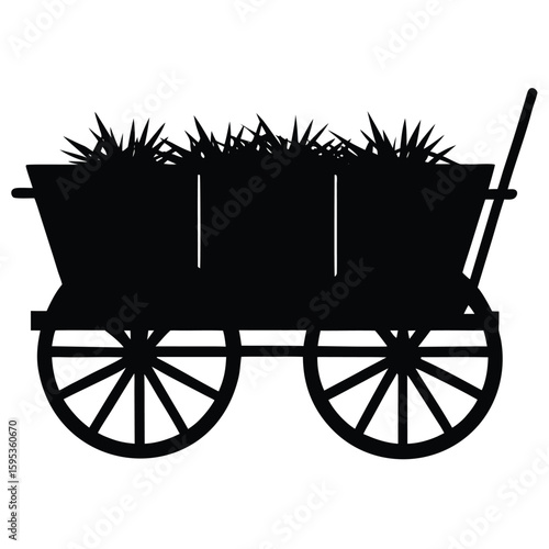 Wagon filled with hay cart farm