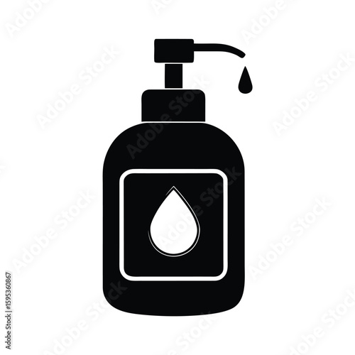 Black silhouette of soap dispenser with droplet
