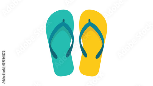 A product photo of a pair of flip-flops against a pure white background. 